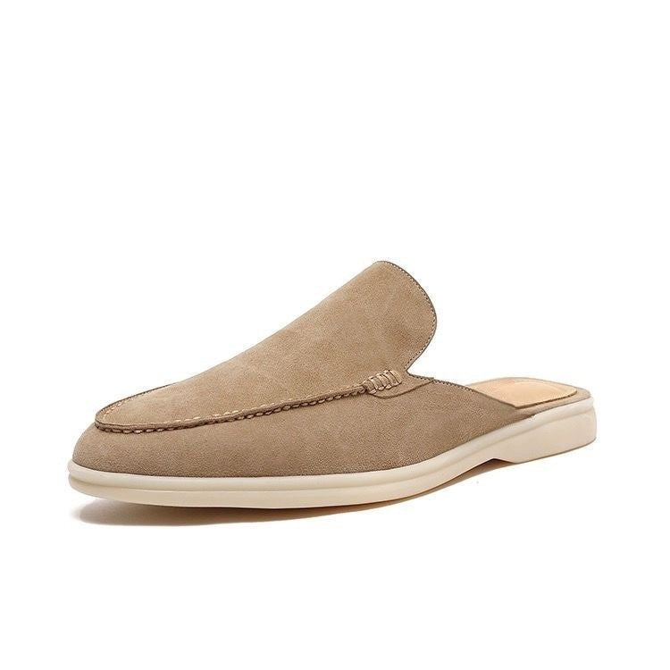 Men's Suede Backless Loafers Slip On Mule Flat Shoes