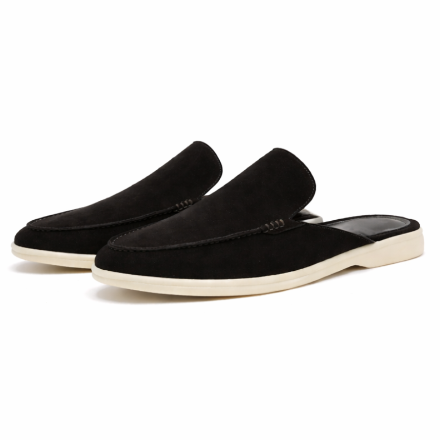 Men's Suede Backless Loafers Slip On Mule Flat Shoes