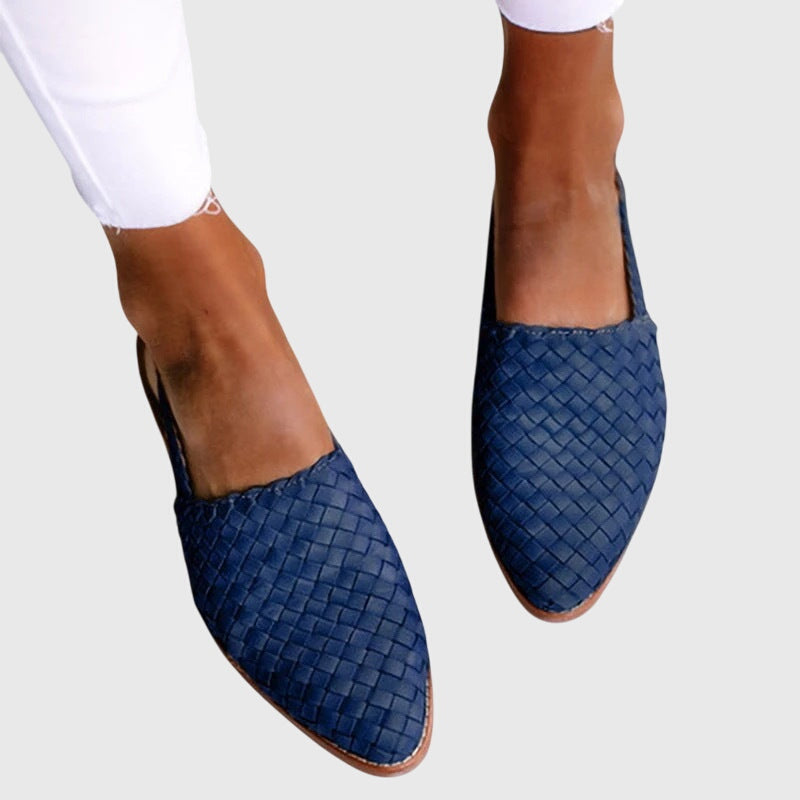 Women's Orthopedic Woven Loafers Pointed Toe Slip On Flat