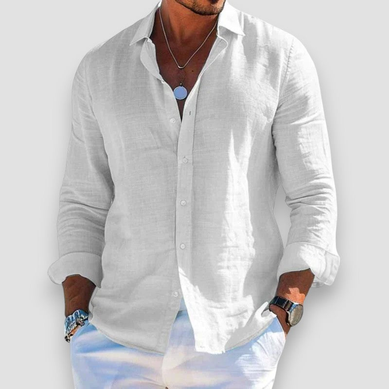 Men's Long Sleeve Button-Up Summer Shirt Relaxed Fit
