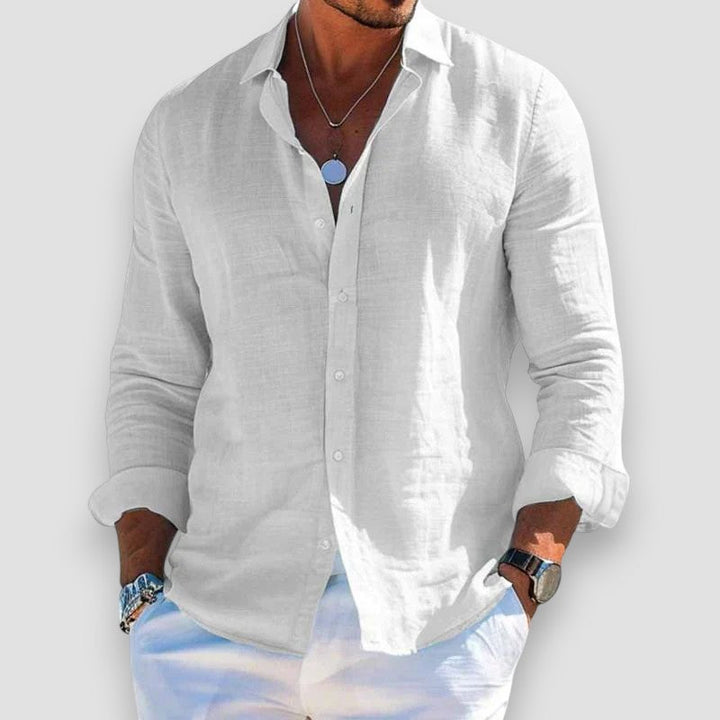Men's Long Sleeve Button-Up Summer Shirt Relaxed Fit
