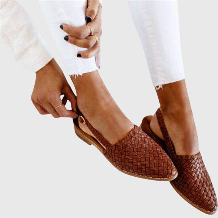 Women's Orthopedic Woven Loafers Pointed Toe Slip On Flat