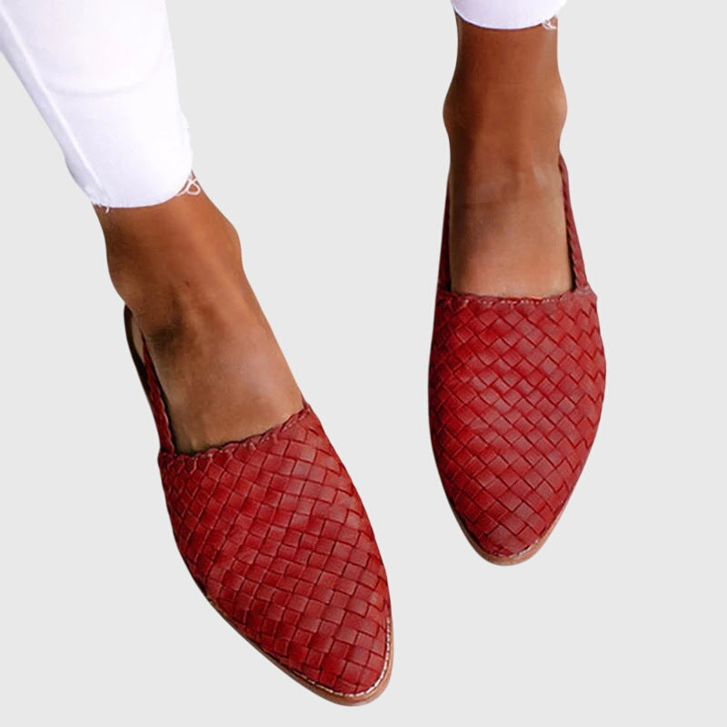 Women's Orthopedic Woven Loafers Pointed Toe Slip On Flat