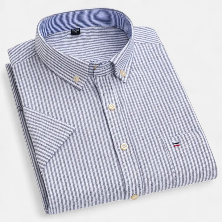 Men's Gingham Short Sleeve Cotton Shirt Button-Down