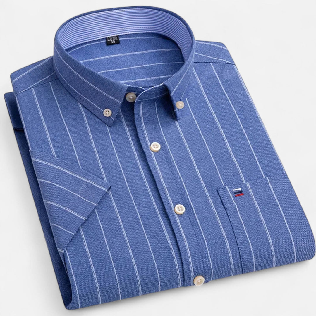 Men's Gingham Short Sleeve Cotton Shirt Button-Down