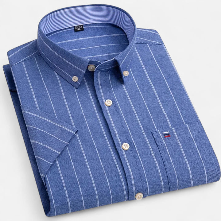 Men's Gingham Short Sleeve Cotton Shirt Button-Down