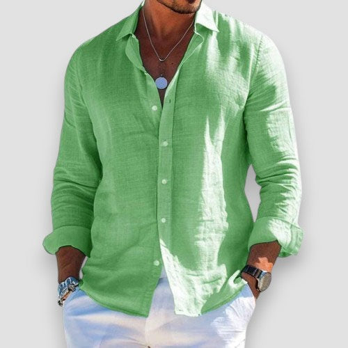 Men's Long Sleeve Button-Up Summer Shirt Relaxed Fit