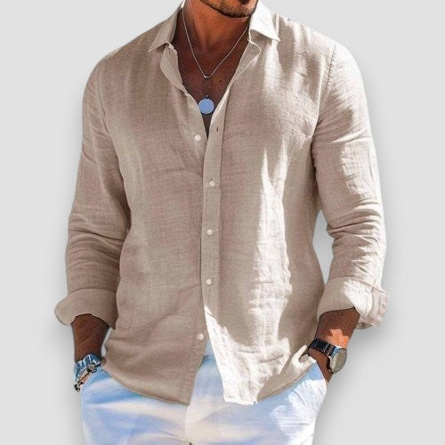 Men's Long Sleeve Button-Up Summer Shirt Relaxed Fit