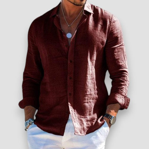 Men's Long Sleeve Button-Up Summer Shirt Relaxed Fit