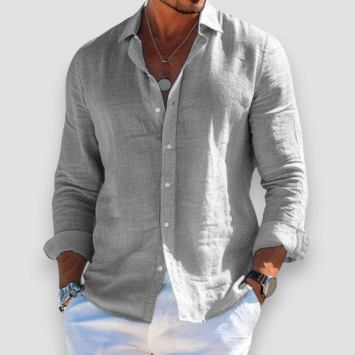 Men's Long Sleeve Button-Up Summer Shirt Relaxed Fit
