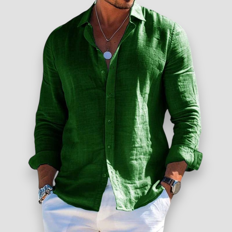 Men's Long Sleeve Button-Up Summer Shirt Relaxed Fit