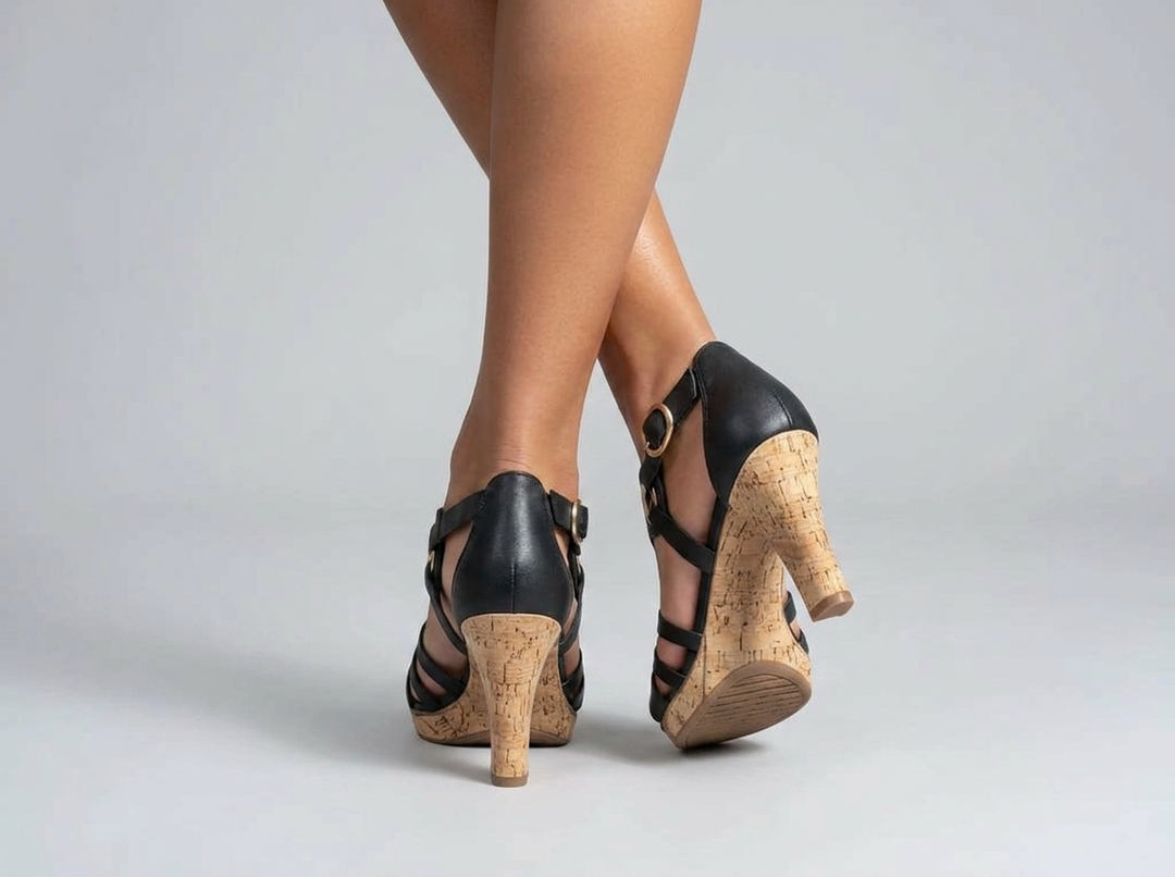 Cork Heel High Heels