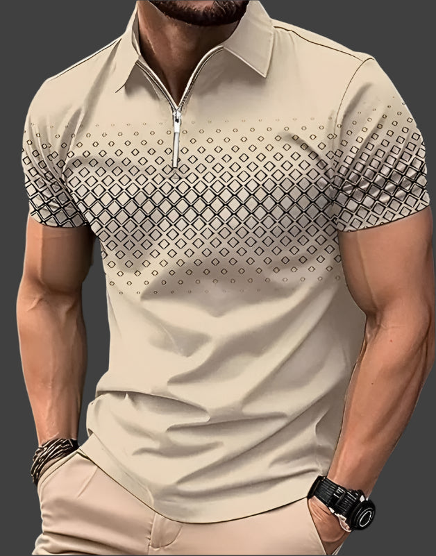 Men's Pique Short Sleeve Polo Shirt with Quarter Zip
