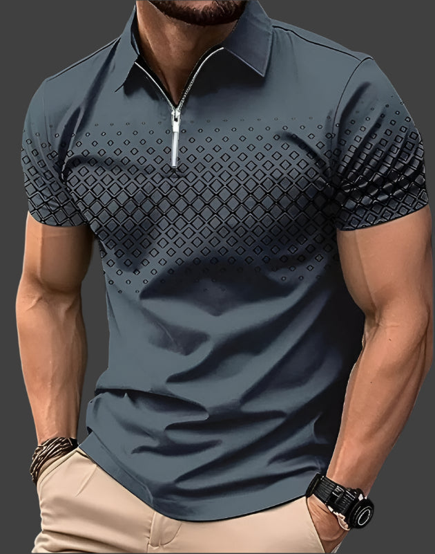 Men's Pique Short Sleeve Polo Shirt with Quarter Zip