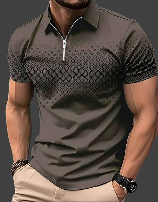 Men's Pique Short Sleeve Polo Shirt with Quarter Zip