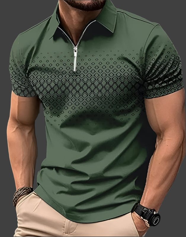 Men's Pique Short Sleeve Polo Shirt with Quarter Zip