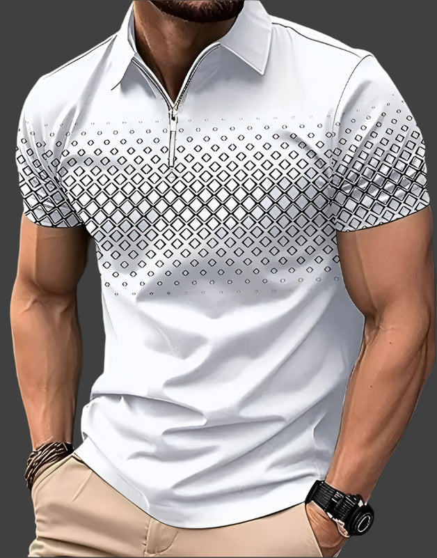Men's Pique Short Sleeve Polo Shirt with Quarter Zip