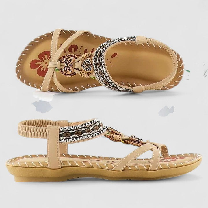 Women's Orthopedic Boho Sandals Elastic Toe Loop Embellished