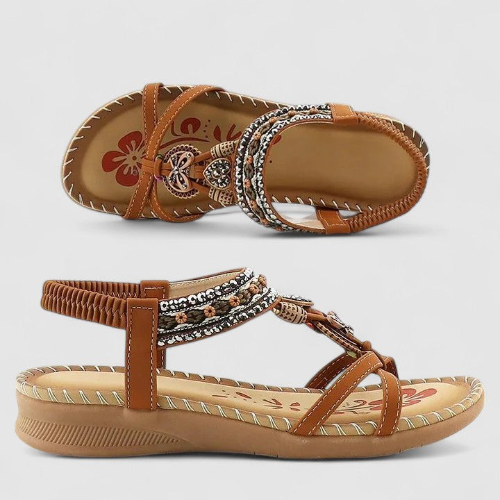Women's Orthopedic Boho Sandals Elastic Toe Loop Embellished